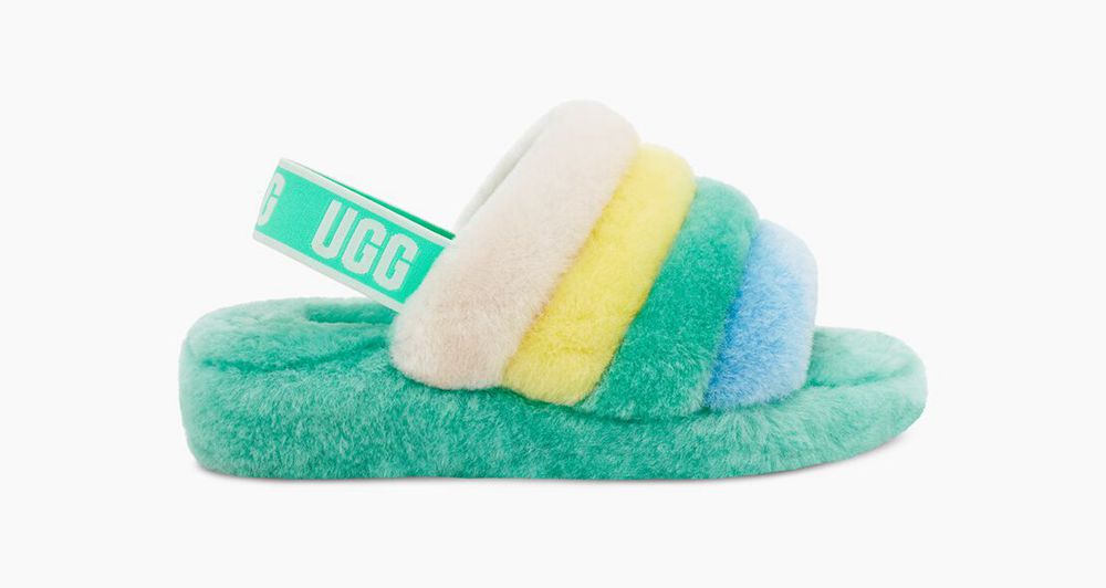 Ugg Slide Womens - Ugg Fluff Yeah Turquoise - 420MWBPNO